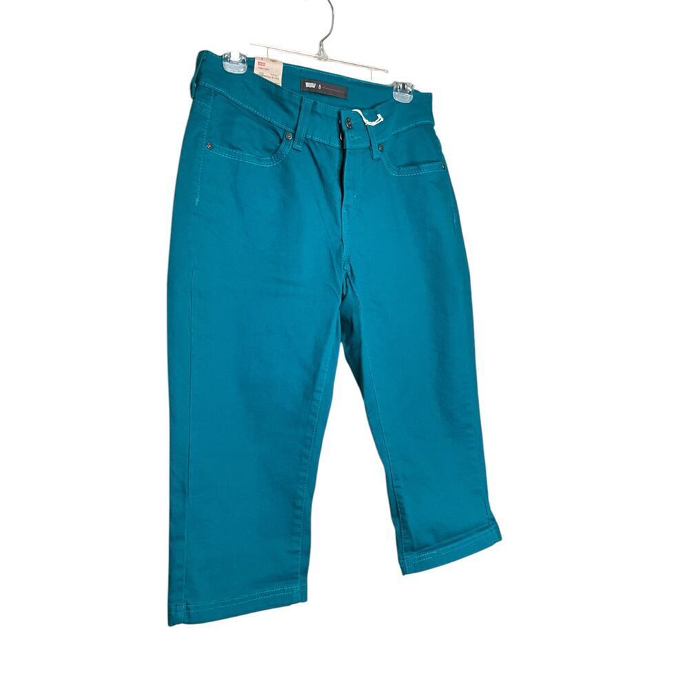 Levi's 529 Cropped Curvy Capri Jeans Soft Denim Stretch Blue Womens Size 8 NEW